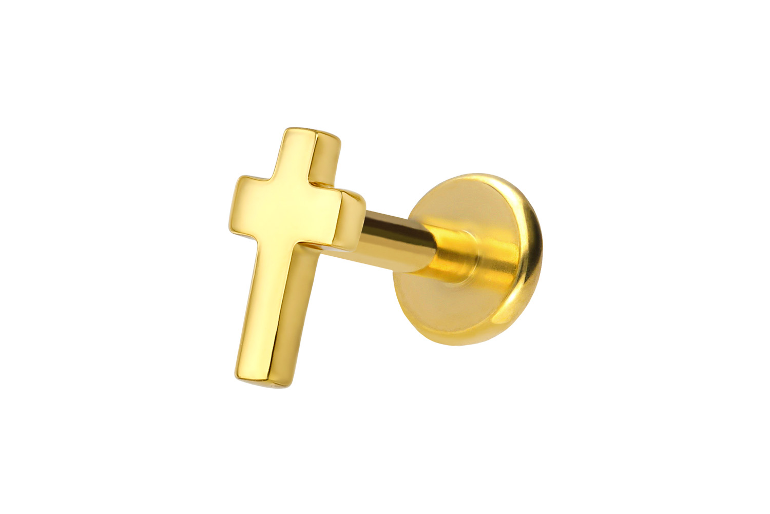 Titan Labret Piercing mit Innengewinde + 925er Silber Aufsatz KREUZ